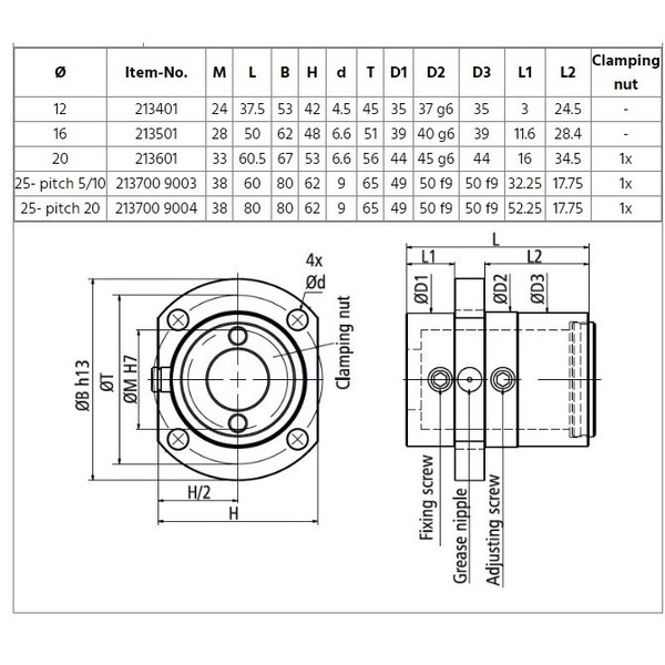 Isel 20mm Diameter Ball screw accessories 21601